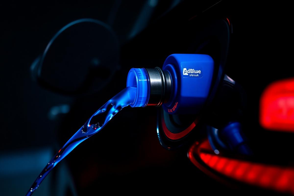 ביטול AdBlue, נוזל אוריאה כחול נשפך אל פתח הרכב